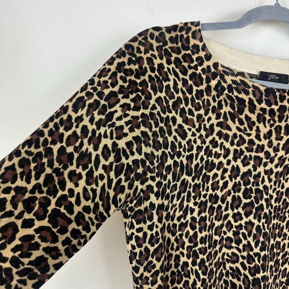 J.Crew 100% Merino Wool Leopard Print Pullover Sweater M Boho Soft Casual Cozy - Picture 4 of 10